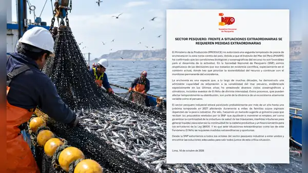 Produce cierra 2026 sin segunda temporada de anchoveta y la SNP pide apoyo al Gobierno