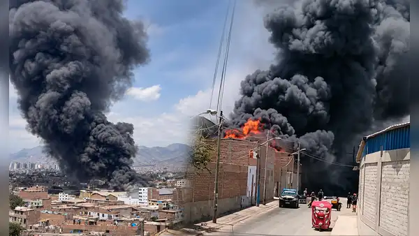 Gigantesco incendio en fábrica de plásticos en Puente Piedra moviliza a más de 10 unidades de los Bomberos