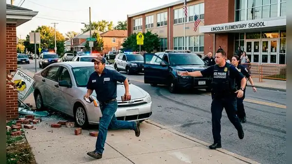 Inmigrante intentó huir de una intervención migratoria del ICE y termina estrellándose contra escuela: ¿Estaba siendo buscado?