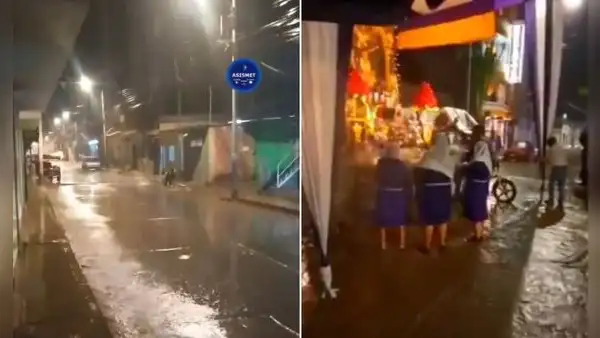 Lluvias de fuerte intensidad en Piura provocan aniegos y obligan a suspender procesión del Señor de los Milagros