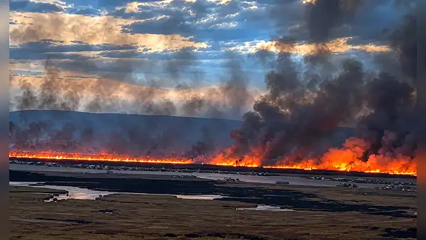 Puno: incendio de grandes proporciones consume totorales de la Reserva Nacional del Titicaca cerca de los Uros