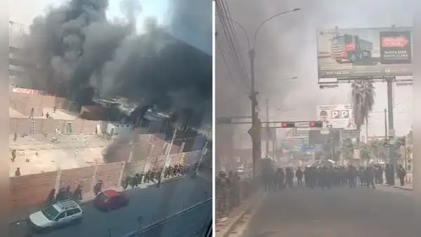 Fuerte incendio durante intento de desalojo afecta UTP en Santa Clara y moviliza a la Policía en la Carretera Central