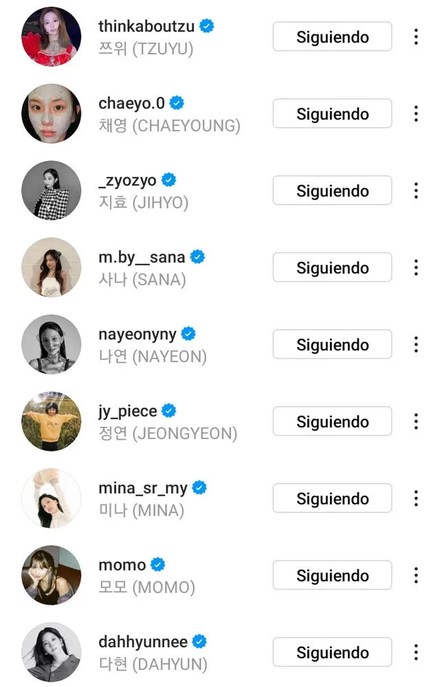 TWICE Instagram integrantes