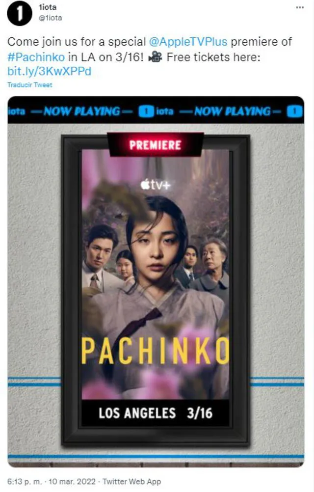 Premiere de Pachinko en Los Ángeles. Foto: vía Twitter