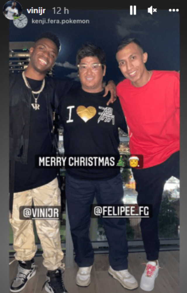 Vinicius Jr. recibió la Navidad con amigos. Foto: Instagram Vinicius Jr.