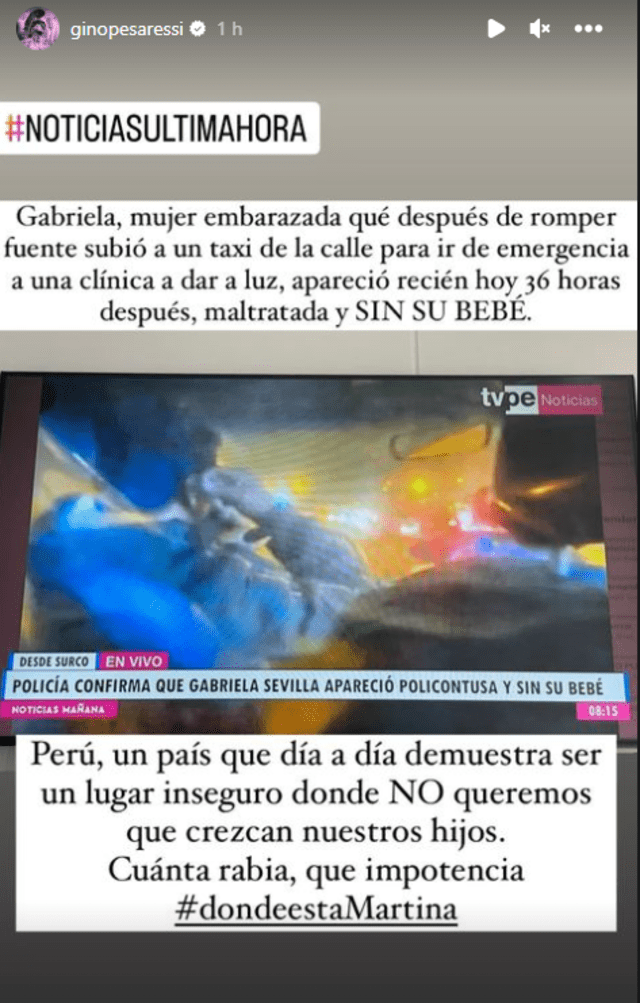 Gino Pesaressi se pronuncia sobre el caso de Gabriela Sevilla. Foto: Twitter.