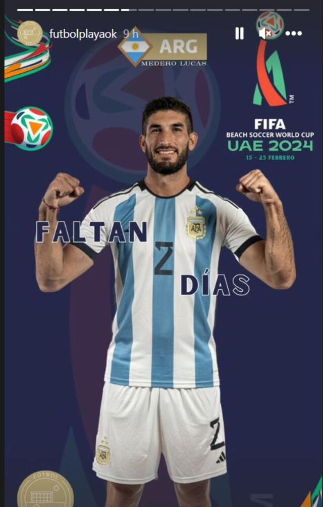 Argentina debutará en el Mundial de Fútbol Playa 2024 contra Tahití. Foto: futbolplayaok/Instagram   