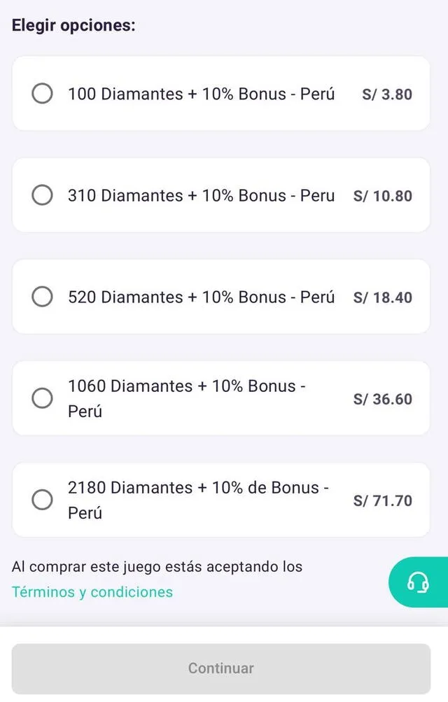  Estos son los precios para recargar diamantes en Free Fire vía Yape. Foto: captura Yape   