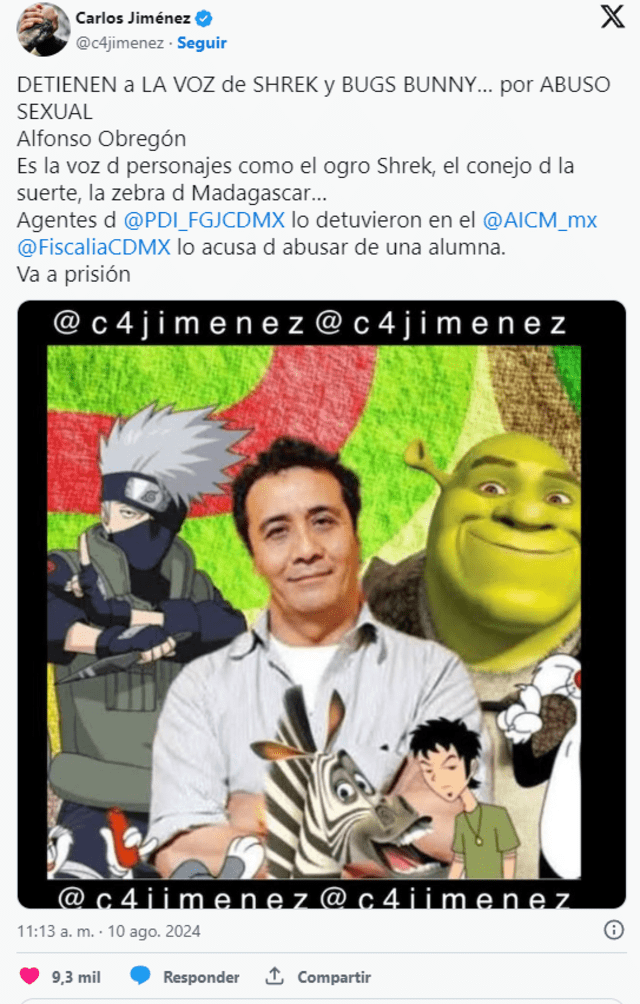 Periodista mexicano Carlos Jiménez informó la noticia mediante X. Foto: Twitter/X   