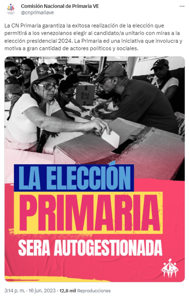 La Comisión Nacional de Primaria anunció que seguirán con los comicios, a pesar de no contar con el apoyo del CNE. Foto: Twitter/Comisión Nacional de Primaria VE.