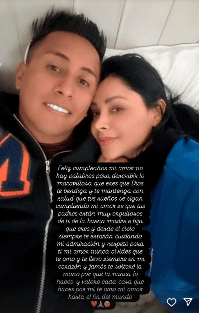 Aunque separados físicamente, Cueva aseguró que siempre está en su corazón. Foto: Instagram.   