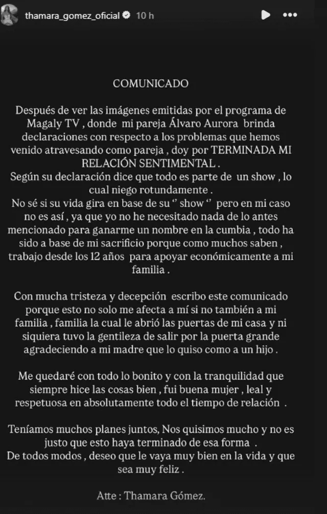 Thamara Gómez asegura que no necesita de un show mediático y saca cara por su carrera artistica. Foto: Instagram Thamara Gómez asegura que no necesita de un show mediático y saca cara por su carrera artistica. Foto: Instagram