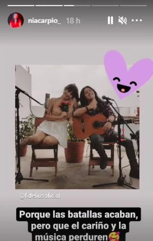 Nia Carpio muestra su emoción por hacer un dueto con Fidelius. Foto: Nia Carpio/ Instagram