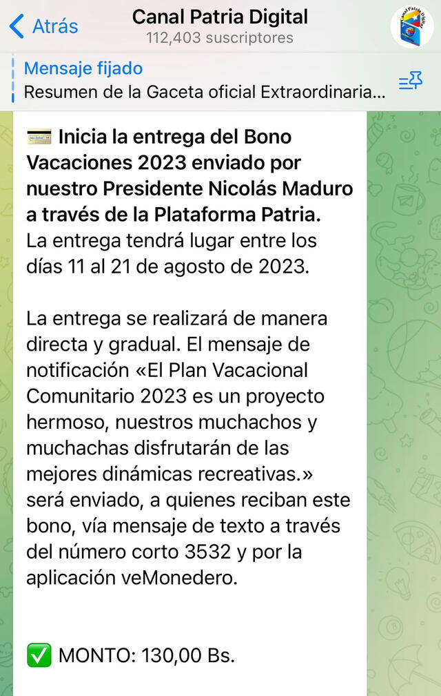 Primer bono especial de agosto | Bono Vacaciones 2023 | sistema Patria | Venezuela