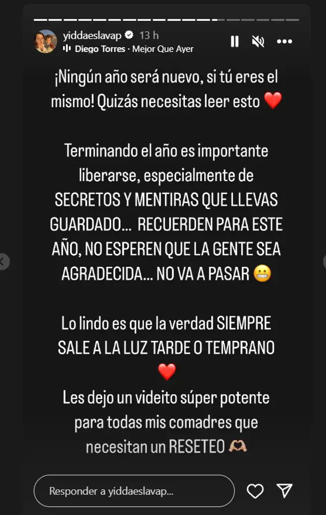 Yiddá comparte curioso mensaje. Foto: captura de Instagram/Yiddá Eslava Yiddá comparte curioso mensaje. Foto: captura de Instagram/Yiddá Eslava