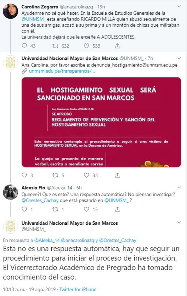 La respuesta de la UNMSM generó polémica en el Twitter.