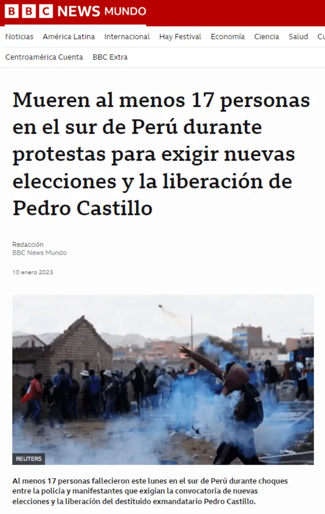 BBC reportó lo sucedido en el Perú. Foto: BBC/captura