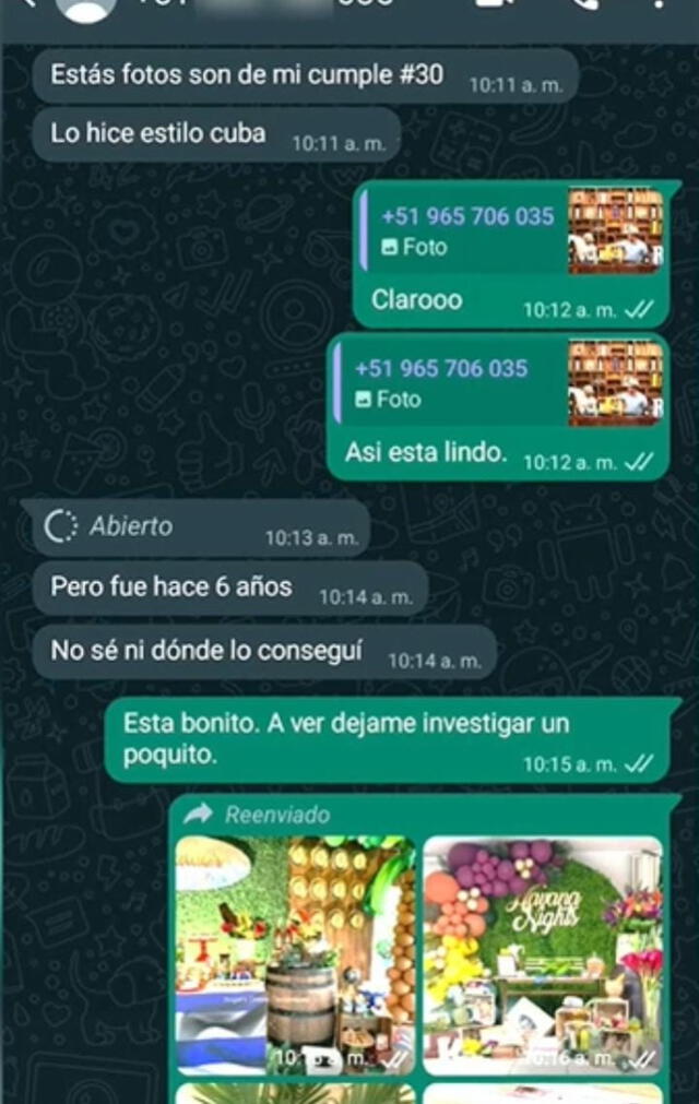 El segundo chat revela las coordinaciones para la decoración.   