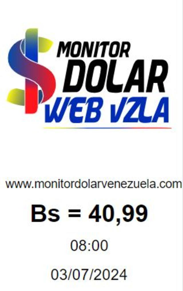 Precio del dólar en plataforma MonitorDolar hoy, 3 de julio. Foto: monitordolarvenezuela.com   