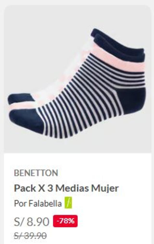 Medias de mujer de Benetton. Fuente: Saga Falabella Medias de mujer de Benetton. Fuente: Saga Falabella