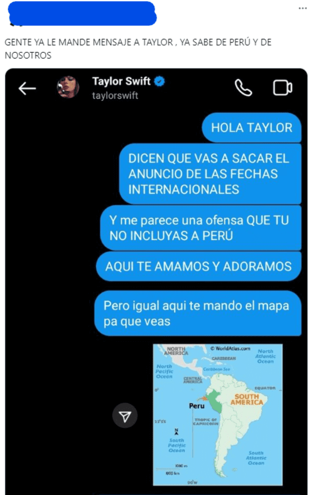 Taylor Swift: peruanos reaccionan tras observar que Perú no es sede del 
