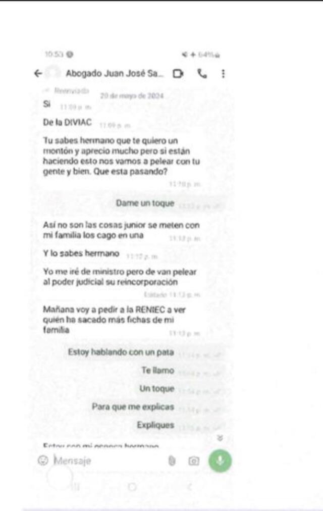 Chat revelado por Panorama. Foto: X Chat revelado por Panorama. Foto: X