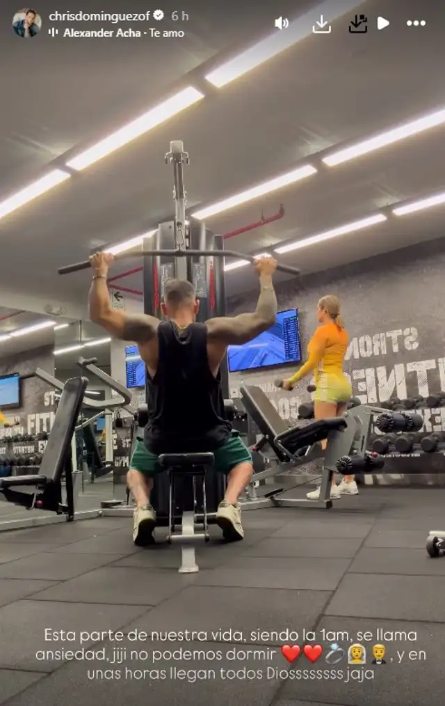 Previo a la boda, la pareja visitó el gimnasio para relajarse, compartiendo su ansiedad en Instagram.