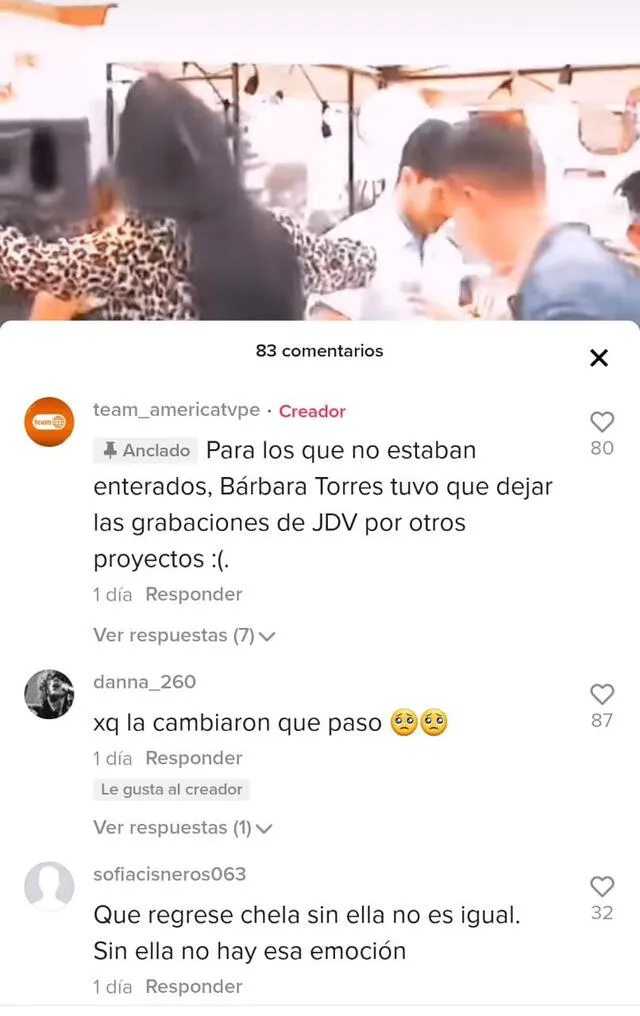 Cibernautas piden el regreso de Bárbara Torres a "Junta de vecinos". Foto: captura TikTok.