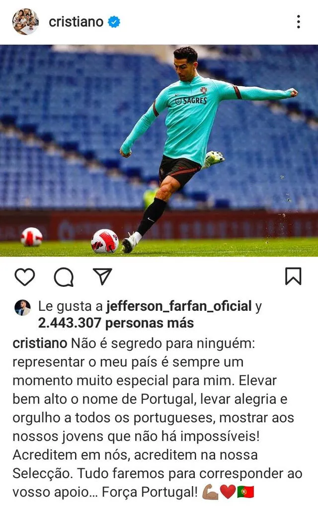 Publicación Cristiano Ronaldo. Foto: captura Instagram