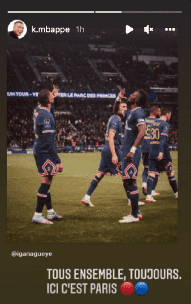 Mensaje de Mbappé a Gueye. Foto: captura Instagram Kylian Mbappé