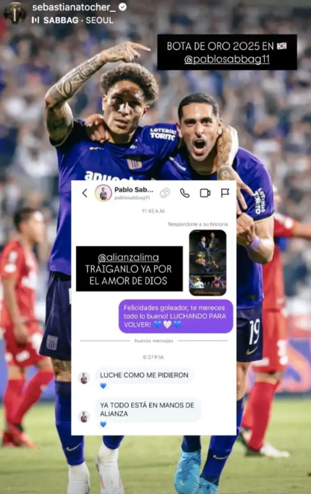 La indirecta de Sabbag a Alianza Lima. Vía IG La indirecta de Sabbag a Alianza Lima. Vía IG