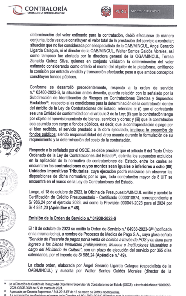 Ministerio de Cultura incumplió la ley, de acuerdo a reciente informe de Contraloría. Foto: Contraloría   