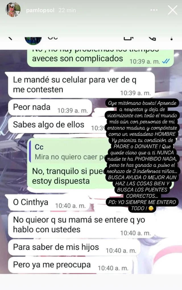 Publicación de Pamela López. Foto: Instagram   