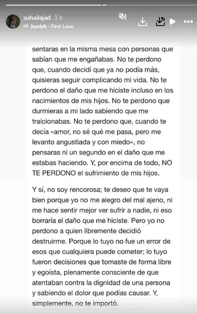 Suhaila Jad arremete contra André Carrillo en redes sociales.