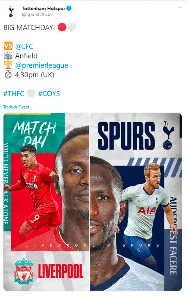 Liverpool vs. Tottenham por Premier League 2019