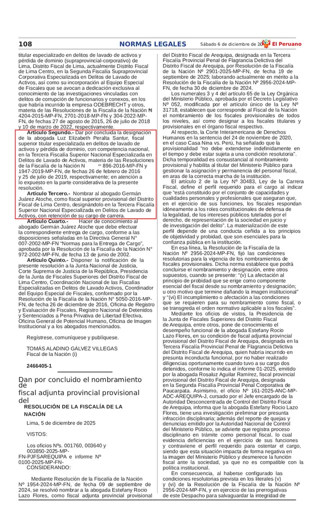  Resolución en El Peruano sobre designación de Juárez Atoche en su nuevo cargo.   