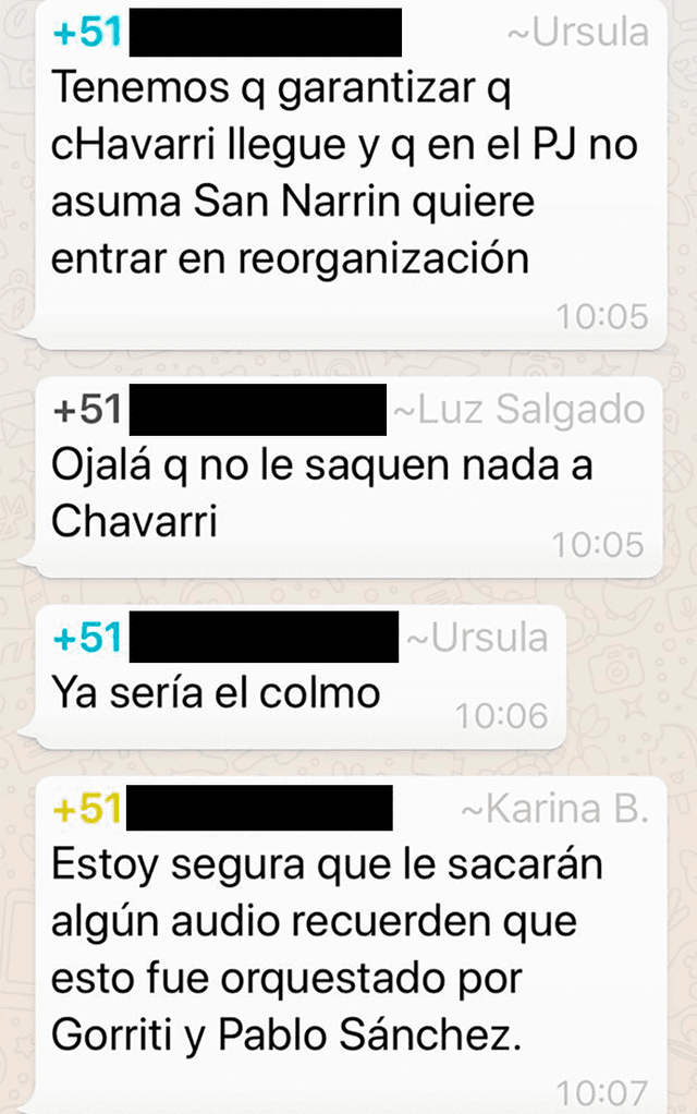 Chat La Botica: Nuevos mensajes confirman apoyo de Fuerza Popular a Pedro Chávarry