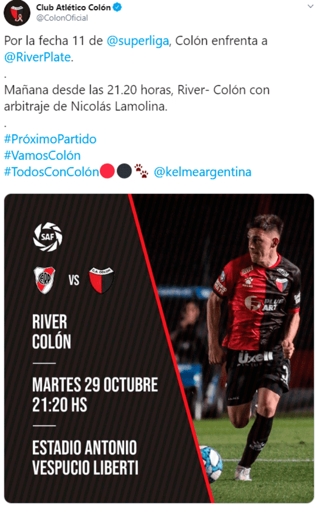 River Plate vs. Colón de Santa Fe EN VIVO por la Superliga Argentina
