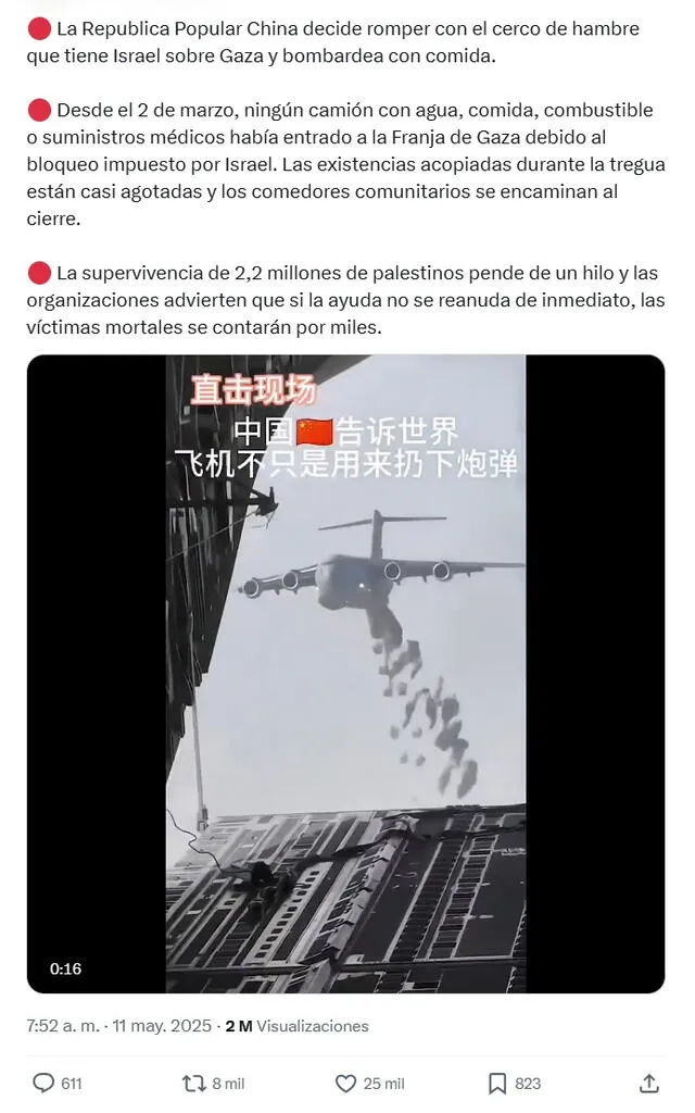 <em>Desinformación sobre la situación social en Gaza. Foto: captura de X</em>   