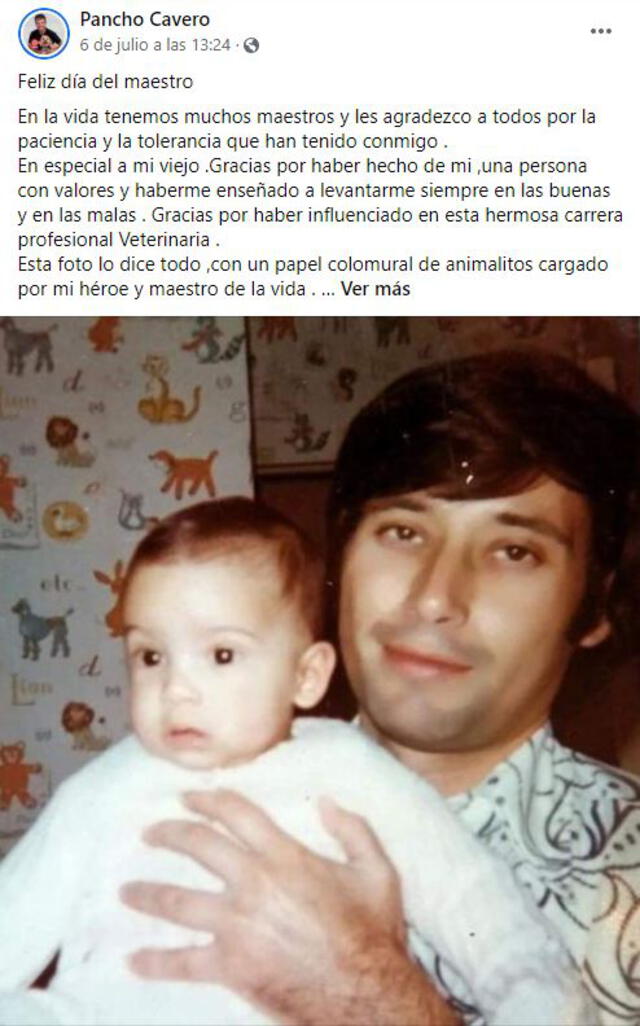 Pancho Cavero expresa el amor por su padre en el Día del maestro. Foto: captura/Facebook