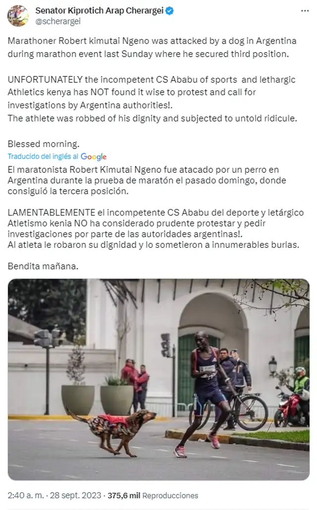 El senador del distrito de Nandi, Kiprotich Arap Cherargei, criticó la inacción del gobierno argentino y de Kenia. Foto: @scherargei/twitter El senador del distrito de Nandi, Kiprotich Arap Cherargei, criticó la inacción del gobierno argentino y de Kenia. Foto: @scherargei/twitter