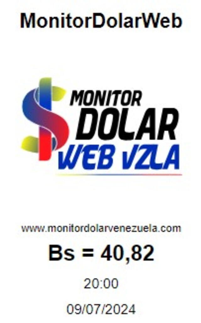  Monitor Dólar: tipo de cambio del dólar hoy, 10 de julio de 2024. Foto: monitordolarweb<br>    
