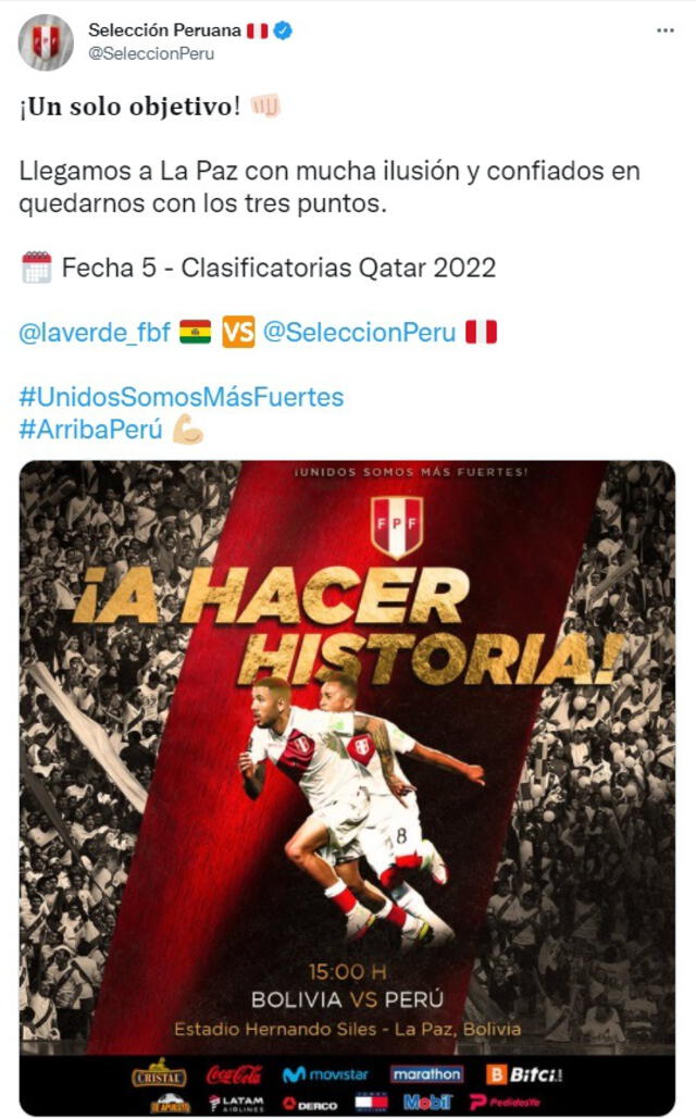 Mensaje de la selección peruana