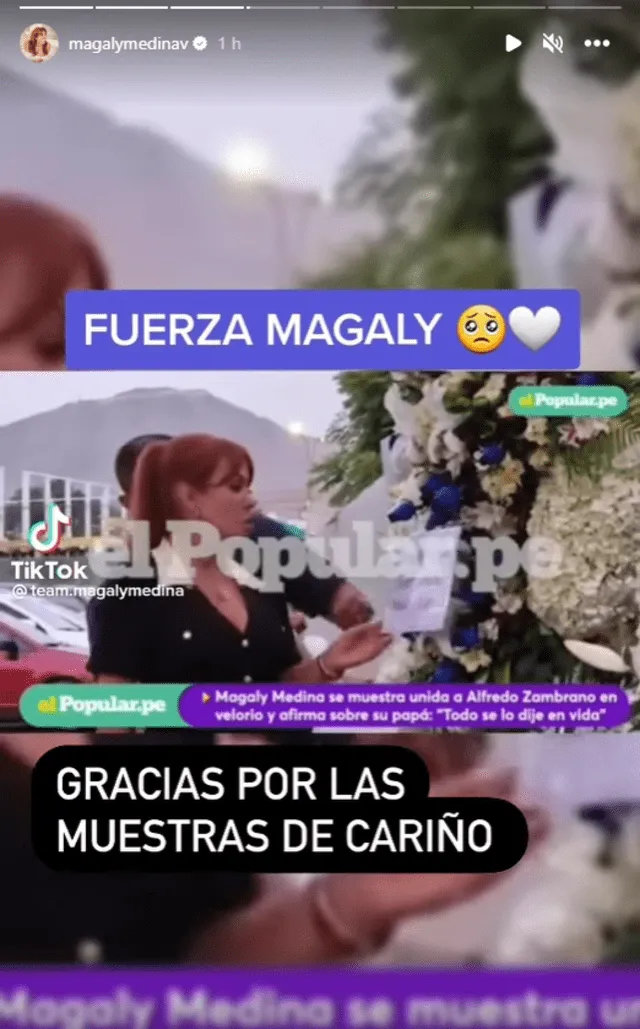 Magaly Medina envía mensaje a sus seguidores tras fallecimiento de su padre. Foto: Instagram: Magaly Medina / El Popular   