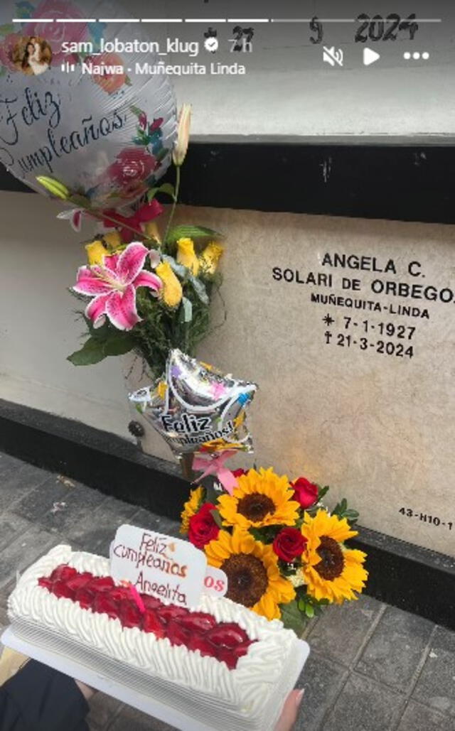  Samahara Lobatón visita la tumba de su bisabuela por su cumpleaños. Foto: Instagram   