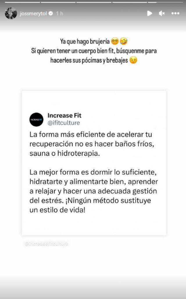Jossmery responde a las recientes palabras de Paolo Hurtado. Foto: Instagram/Jossmery Toledo 