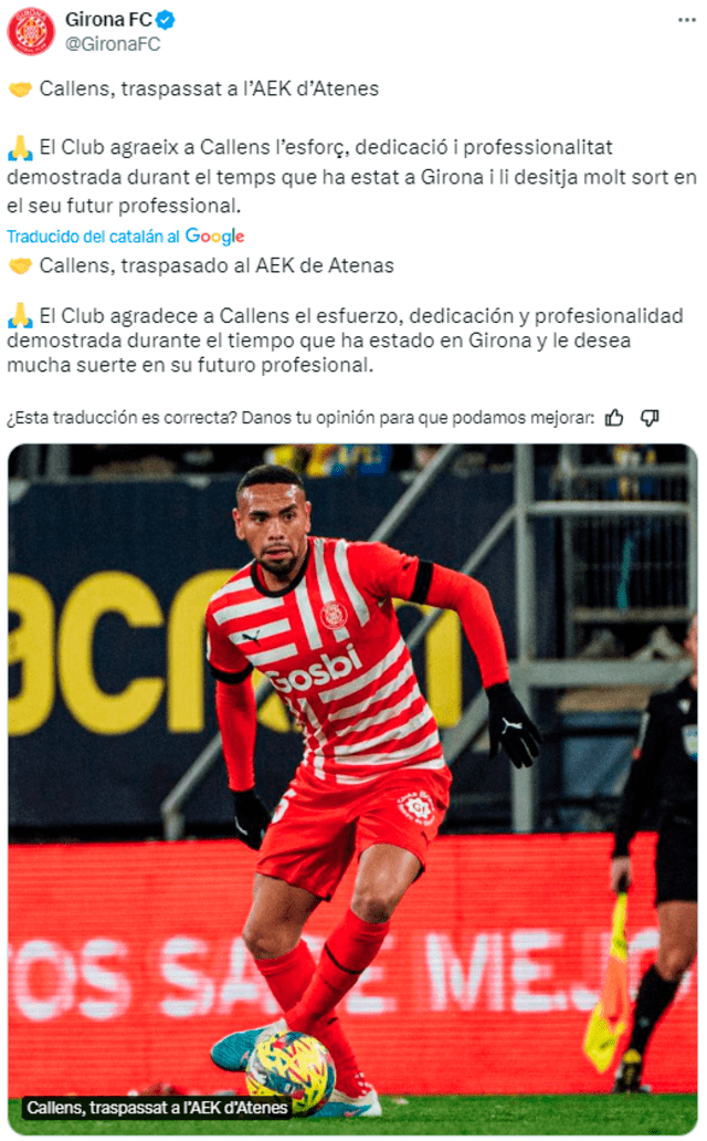  Alexander Callens llegó al Girona tras su paso por la MLS. Foto: Twitter/Girona FC   