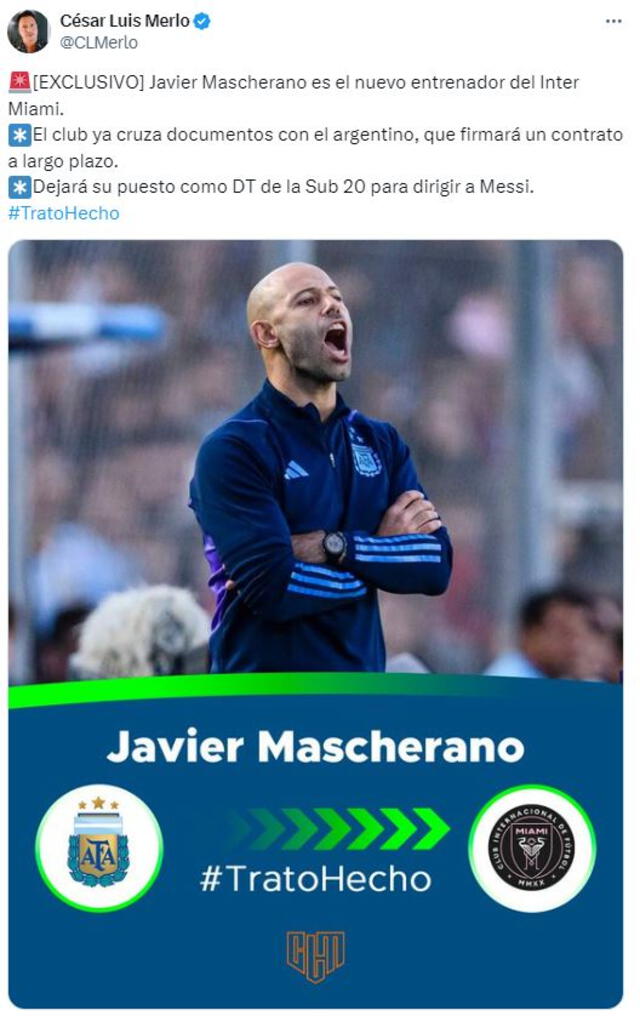  Información sobre Javier Mascherano. Foto: captura 'X'/César Luis Merlo   