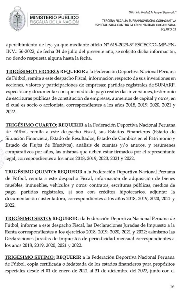 Fiscalía pidió levantar secreto bancario a la FPF. <strong>Foto: captura</strong>   