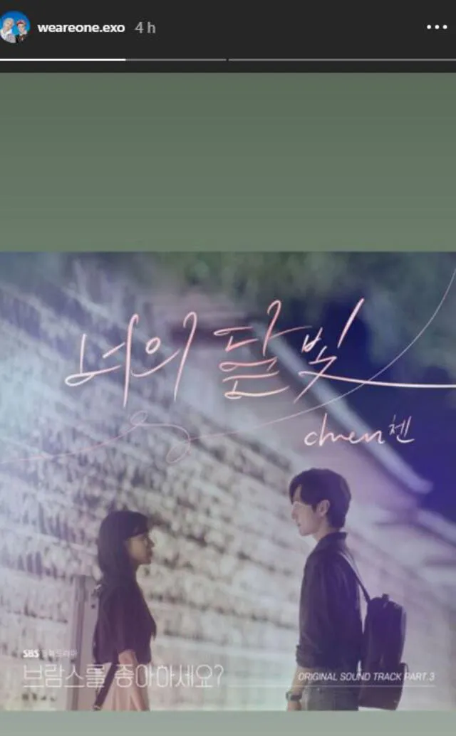 Cuenta de EXO promocionando “Your moonlight” de Chen. Créditos: @weareone.exo